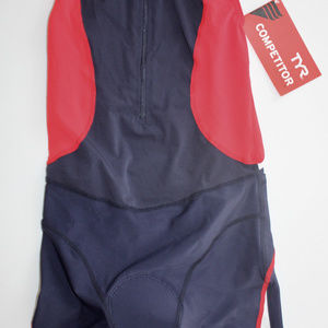 TYR Womens Blue Red White Triathlon Suit Front Zip